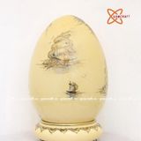  Trứng tài lộc thuận buồm xuôi gió gốm Chu Đậu vẽ vàng 24K 38cm 
