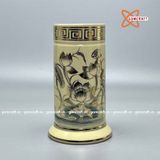  Ống hương họa tiết hoa sen gốm Chu Đậu vẽ vàng kim 19cm 
