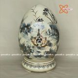  Trứng tài lộc cá chép hoa sen gốm Chu Đậu 38cm 
