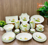  Quà Tặng Doanh Nghiệp bát sứ | Bát Sứ Bát Tràng Bộ Đồ Ăn vẽ sen cam 28 vật phẩm 
