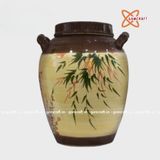  Quà tặng cao cấp Hũ gạo tài lộc họa tiết Hoa Đào Bát Tràng tráng men nâu dung tích 20 lít 