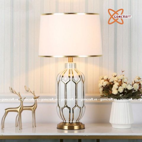  Đèn bàn gốm sứ cao cấp cao 65cm 