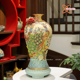  Mai Bình Tích Lộc Công Danh Phú Quý men loang đắp nổi kênh bong vẽ vàng cao 55 cm | Quà Tặng Khai Trương Mai Bình Tích Lộc Bát Tràng 