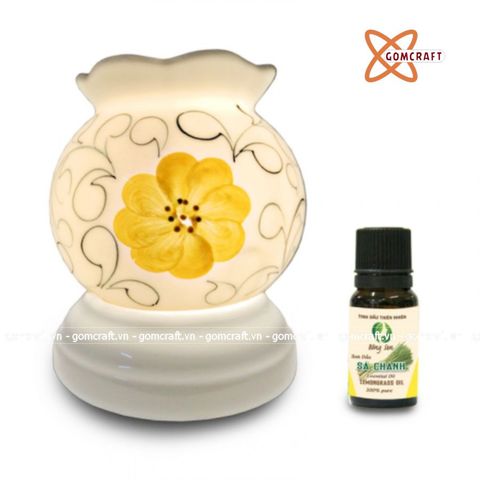  Đèn xông tinh dầu gốm Bát Tràng - Hoa Vàng 
