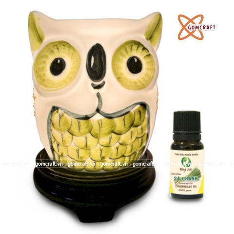  Đèn xông tinh dầu gốm Bát Tràng - Hình Chim Cú 