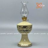  Đèn dầu họa tiết hoa sen gốm Chu Đậu vẽ vàng kim 20cm 