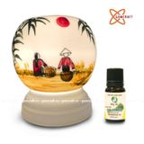  Đèn xông tinh dầu gốm Bát Tràng - Phong Cảnh Tre 