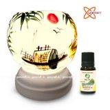  Đèn xông tinh dầu gốm Bát Tràng - Phong Cảnh Thuyền 