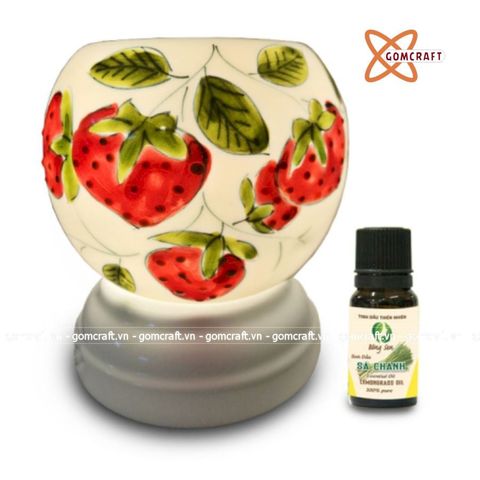  Đèn xông tinh dầu gốm Bát Tràng - Dâu Tây 