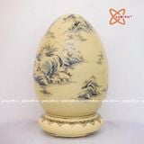  Trứng tài lộc sơn thủy gốm Chu Đậu vẽ vàng 24K 45cm 