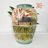  Bình Hoa cao cấp vẽ cảnh Quê Hương 36cm | Quà Tặng bình hoa Bát Tràng 