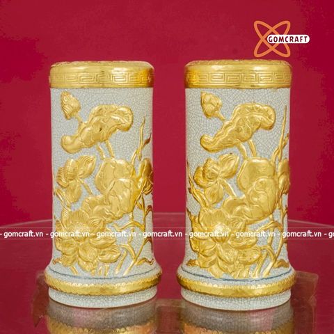  Ống Hương Sen Men Rạn Dát Vàng Bát Tràng 