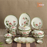 Quà Tặng Doanh Nghiệp bát sứ | Bát Sứ Bát Tràng Bộ Đồ Ăn hoạ tiết hoa sen vẽ tay 16 vật phẩm 