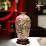  Bình Hoa Bát Tràng men màu đắp nổi vẽ vàng 24k 