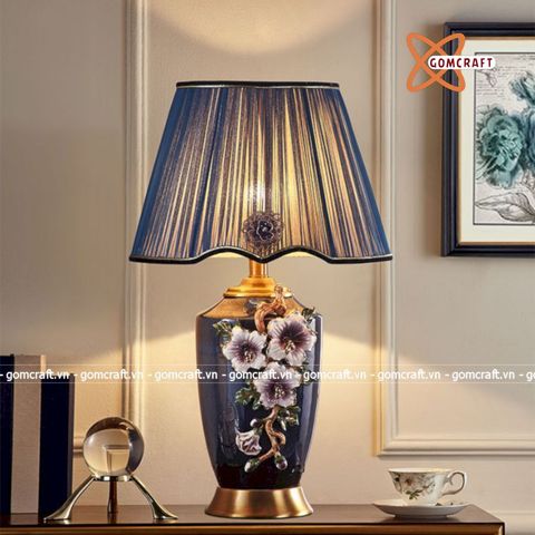  Đèn bàn gốm tráng men cao cấp 59cm 