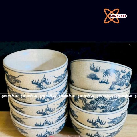  Bát Thờ Men Rạn Hoạ Tiết Rồng Phượng Mặt Nguyệt 