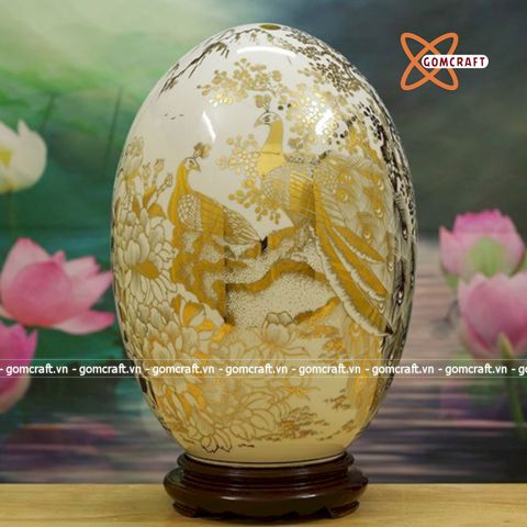  Trứng phú quý sinh tài nở lộc vẽ vàng 24k 48cm 