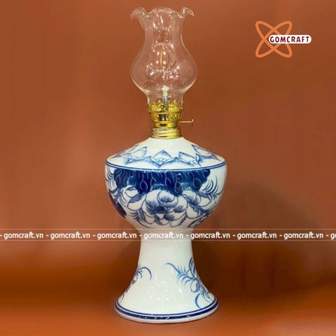  Đèn dầu thờ men lam Vạn Phúc Trường An 