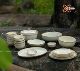  Quà Tặng Doanh Nghiệp bát sứ | Bát Sứ Bát Tràng Bộ Đồ Ăn men kem 18 vật phẩm 