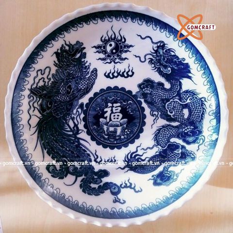  Mâm bồng hoa quả thờ, sứ Bát Tràng 20cm 