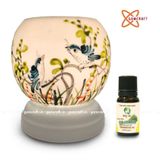  Đèn xông tinh dầu gốm Bát Tràng - Đôi Chim Xanh 
