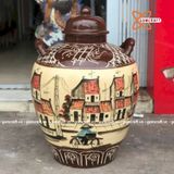  Quà tặng Bố Chum sành vẽ Cảnh Phố Cổ dung tích 10 lít 