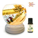  Đèn xông tinh dầu gốm Bát Tràng - Phong Cảnh Câu Cá 