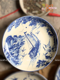  Đĩa cảnh phong thuỷ Sơn Thuỷ men lam đường kính 36 cm | Quà Tặng Khai Trương Đĩa Cảnh Phong Thuỷ 