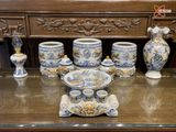  Đồ thờ Bát Tràng | Bộ đồ thờ ban thờ gia tiên 9 vật phẩm men rạn đắp nổi Rồng 