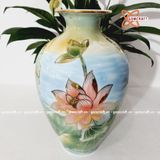  Bình Hoa cao cấp vẽ họa tiết Sen Đài cao 33cm | Quà Tặng bình hoa Bát Tràng 
