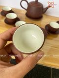  Ấm Chén Bát Tràng gốm Tử Sa Búp Sen Xanh trầm chỉ đỏ lòng trắng 400ml | Quà Tặng Doanh Nghiệp bộ ấm chén uống trà 