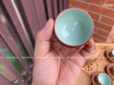  Ấm Chén Bát Tràng gốm Tử Sa dáng Trống Đai Xanh trầm chỉ đỏ lòng xanh 300ml | Quà Tặng Doanh Nghiệp bộ ấm chén uống trà 