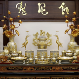 Đồ thờ Bát Tràng | Bộ đồ thờ dâng ban thờ gia tiên men rạn dát vàng 36 vật phẩm 