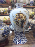  Mai Bình Tích Lộc Thuận Buồm Gió Công Danh Phú Quý men lam vẽ vàng cao 52 cm| Quà Tặng Khai Trương Mai Bình Tích Lộc Bát Tràng 