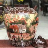  Quà tặng cao cấp Hũ gạo tài lộc vẽ Cảnh Đồng Quê dung tích 10 lít 