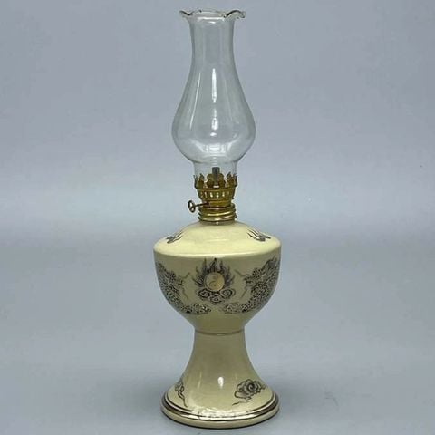 Đèn dầu gốm Chu Đậu vẽ vàng kim 20cm 
