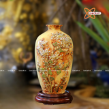  Bình Hoa Bát Tràng men màu đắp nổi vẽ vàng 24k 