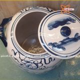  Quà tặng cao cấp Hũ gạo tài lộc nền men lam vẽ Cá Chép Hoa Sen dung tích 20 lít 