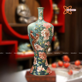  Bình Hoa Bát Tràng men màu đắp nổi vẽ vàng 24k cao 40 cm 