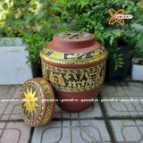  Quà tặng cao cấp Hũ gạo tài lộc dát vàng họa tiết Trống Đồng Đông Sơn dung tích 30 lít 