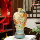  Mai Bình Tích Lộc Công Danh Phú Quý men loang đắp nổi kênh bong vẽ vàng cao 55 cm | Quà Tặng Khai Trương Mai Bình Tích Lộc Bát Tràng 