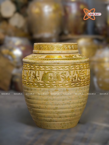 Quà tặng Bố Chum sành khắc nổi Trống Đồng Âu Lạc dung tích 50l 