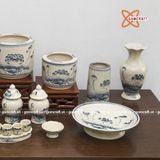  Bộ đồ thờ Bát Tràng men rạn vẽ hoa sen 