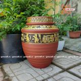  Quà tặng cao cấp Hũ gạo tài lộc dát vàng thủ công họa tiết Trống Đồng Đông Sơn dung tích 10 lít 