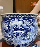  Thống sứ Bát Tràng Tứ Linh men lam vẽ kĩ đường kính 40 cm 