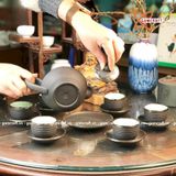  Ấm Chén Bát Tràng Tử Sa bọc Đồng dáng Tống vân Ganh 420ml | Quà Tặng Doanh Nghiệp bộ ấm chén uống trà 