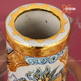  Ống hương Bát Tràng men rạn đắp nổi rồng cao 25 cm 