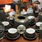  Ấm Chén Bát Tràng dòng gốm Tử Sa bọc Đồng 500ml | Quà Tặng Doanh Nghiệp bộ ấm chén uống trà 