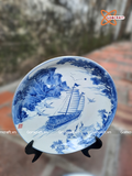  Đĩa cảnh phong thuỷ Sơn Thuỷ men lam đường kính 36 cm | Quà Tặng Khai Trương Đĩa Cảnh Phong Thuỷ 