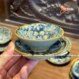  Ấm Chén Bát Tràng men Tro Cổ vẽ Tay họa tiết Ngàn Hoa 350ml | Quà Tặng Doanh Nghiệp bộ ấm chén uống trà 